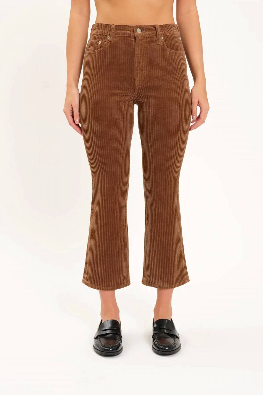 NEW DAZE shy girl crop flare jeans in teddy